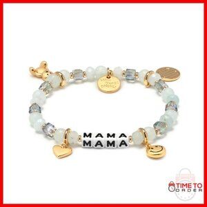 Handcrafted Word Bracelet with Positive Message, Brass Hardware, Elastic Band